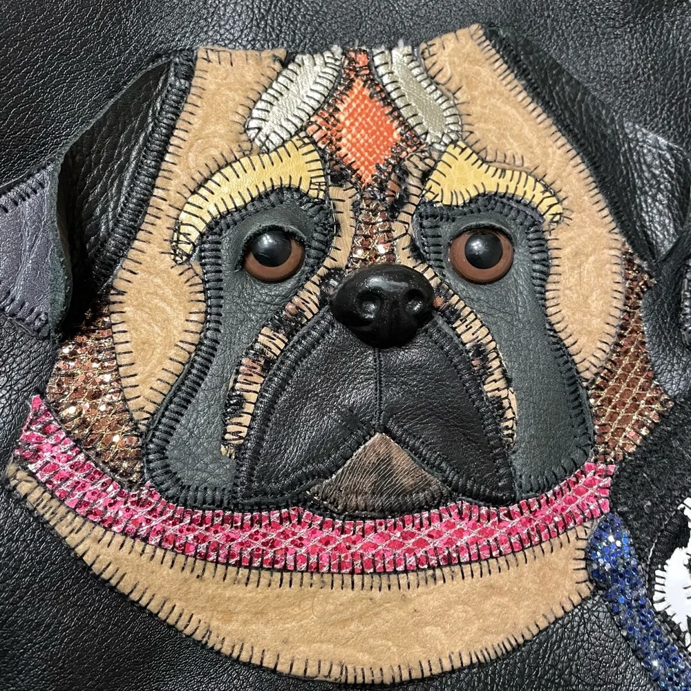 Handmade Black Leather Pug Bag - Picture 5 of 12